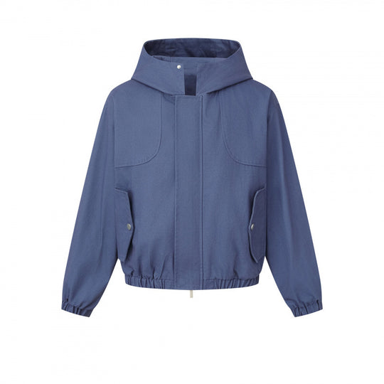 Damen Kurz geschnittene Kapuzen-Blousonjacke mit strukturiertem Gewebe, Pattentaschen und elastischem Saum Nord Taschen