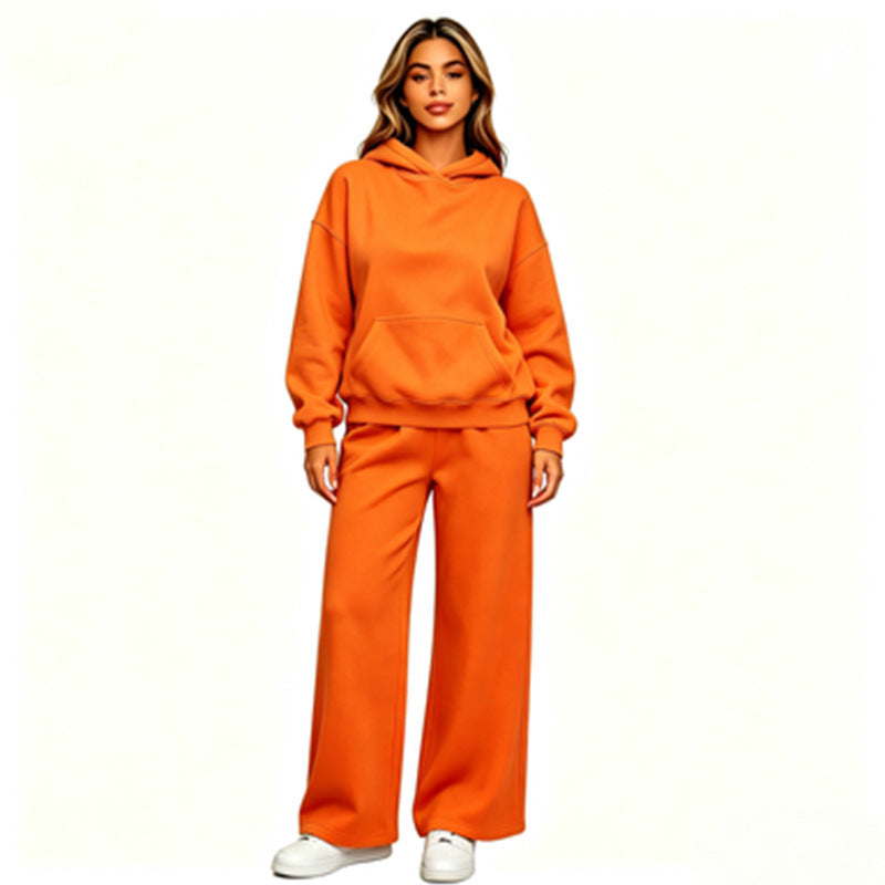 Damen Lässiger Kapuzenpullover mit weiten Hosen Nord Taschen