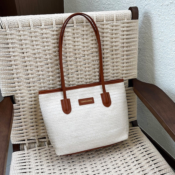 Damen Strandtasche aus hochwertigem Stroh mit eleganten Lederakzenten Nord Taschen