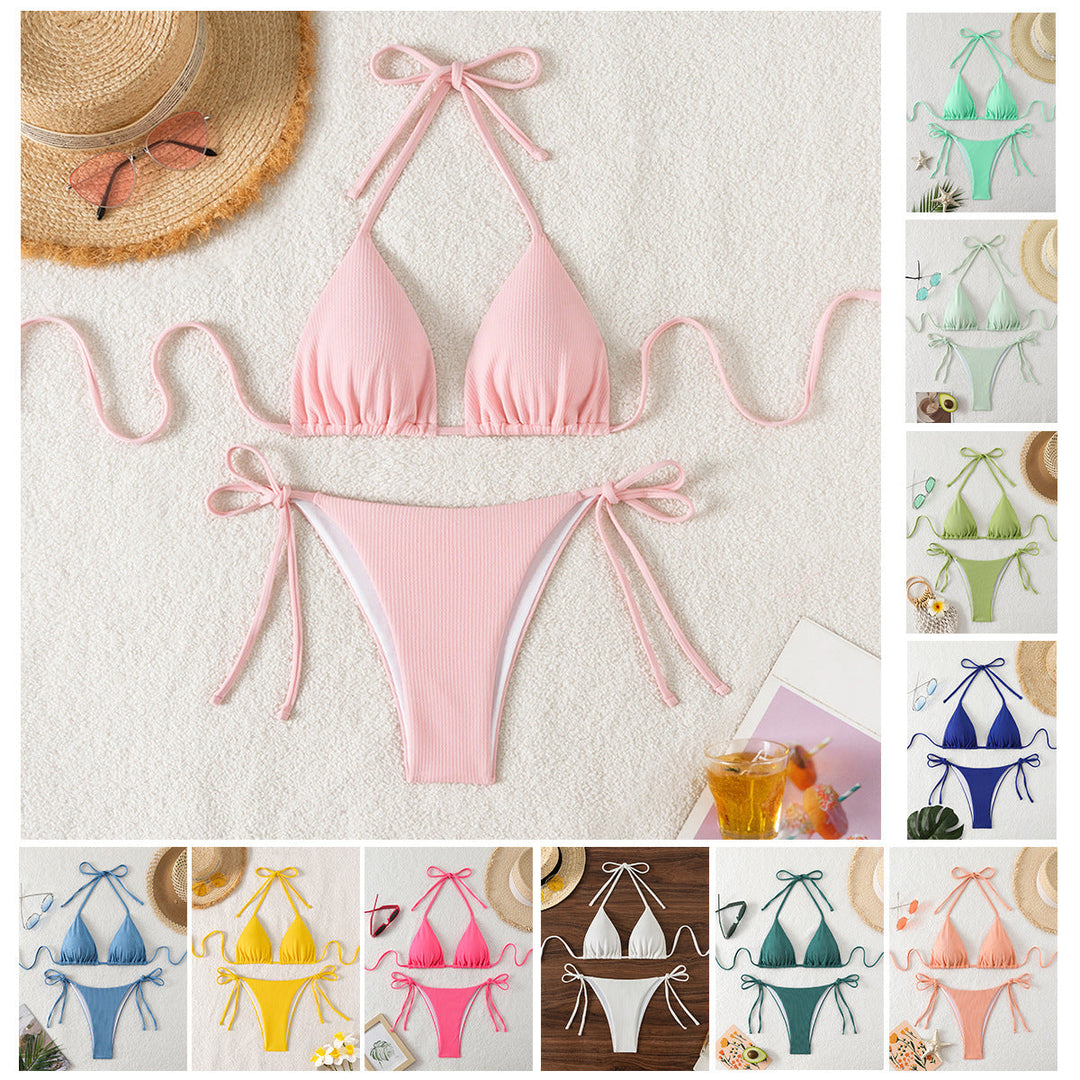 Damen Triangel-Bikini mit verstellbaren Riemen und raffinierten Details