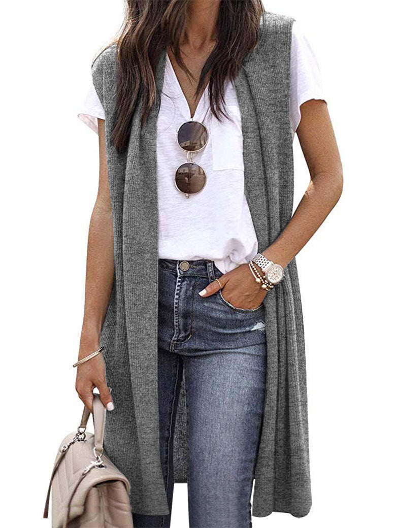 Damen Strickweste im lässigen Oversized-Design mit offenen Fronten und kurzer Ärmellänge - Vittorelli