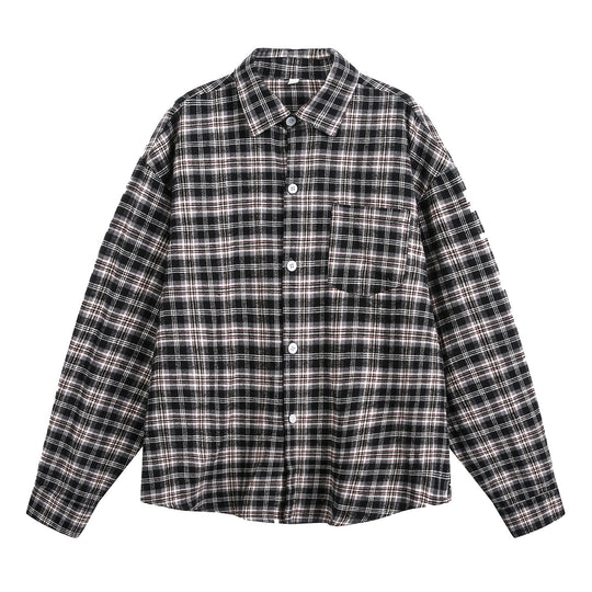 Unisex Hemdjacke im Flanell-Karo mit Brusttasche und kastigem Schnitt Nord Taschen
