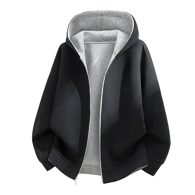 Unisex Oversize Zip-Hoodie mit zweifarbigem Innenfutter, Boxy-Schnitt & Zwei-Wege-Reißverschluss Nord Taschen