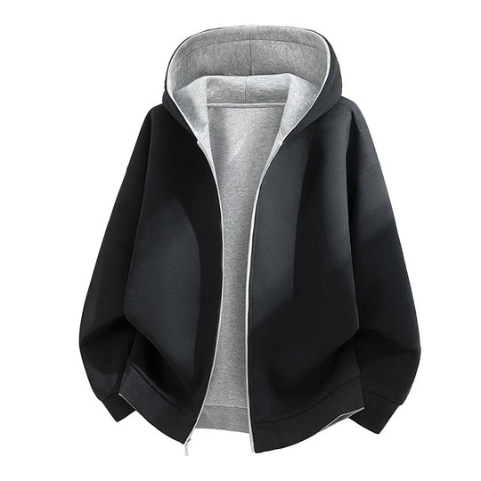 Unisex Oversize Zip-Hoodie mit zweifarbigem Innenfutter, Boxy-Schnitt & Zwei-Wege-Reißverschluss Nord Taschen