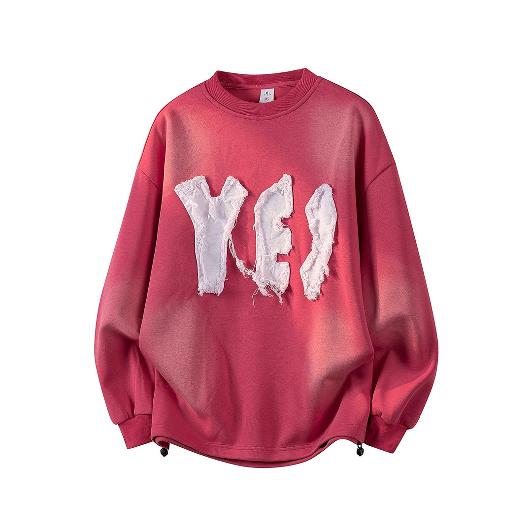 Damen Oversize-Sweatshirt mit gesticktem Schriftzug, abgerundetem Saum & überschnittener Schulter Nord Taschen