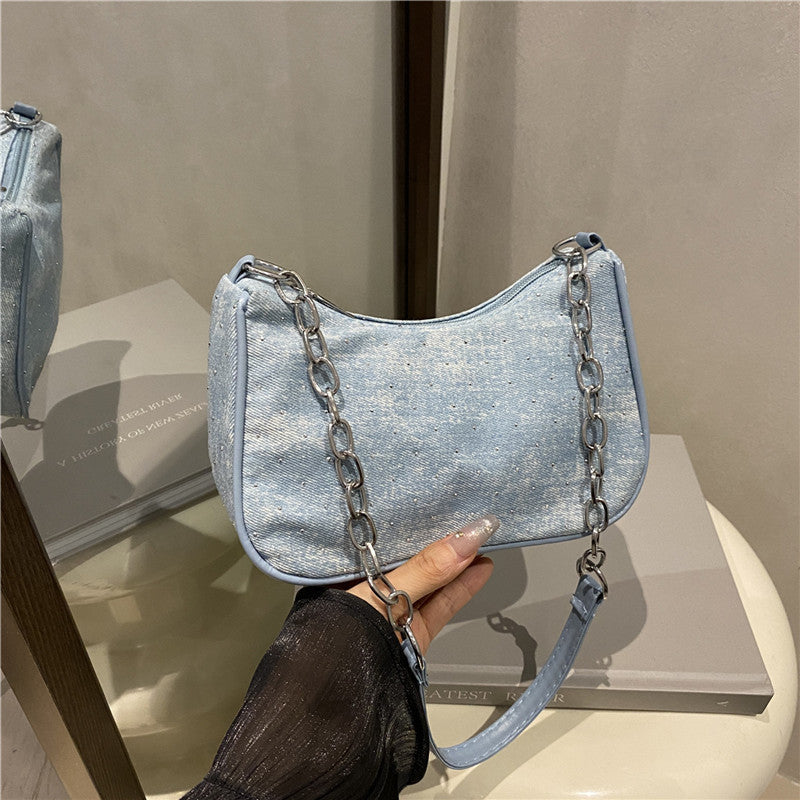 Damen modische Handtasche mit Kettenriemen und Denim-Design Nord Taschen