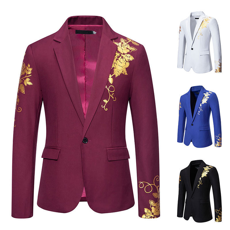 Herren eleganter taillierter Smoking-Blazer mit floraler Verzierung Nord Taschen