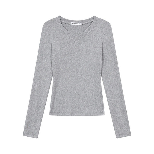 Damen Langarmshirt mit V-Ausschnitt und tailliertem Slim-Fit Nord Taschen