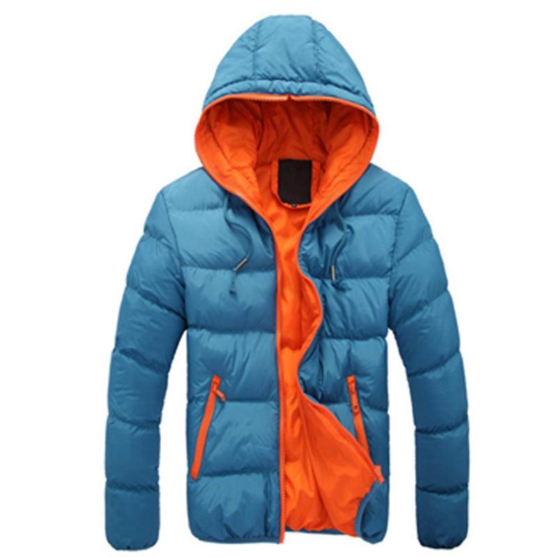 Herren leichte wattierte Kapuzenjacke mit kontrastierendem Innenfutter und Reißverschlusstaschen Nord Taschen