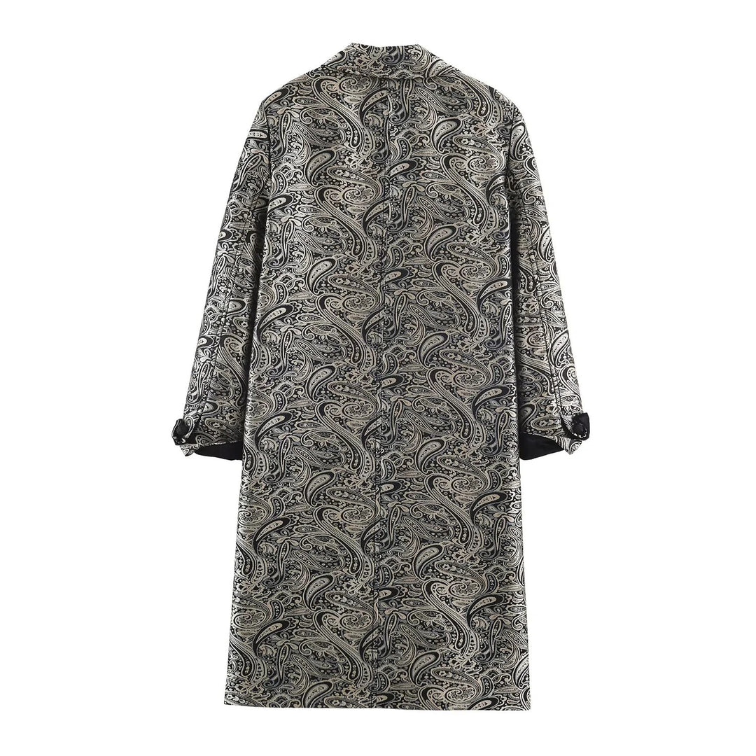 Damen Paisley-Mantel im Jacquard-Muster mit Doppelreiher Nord Taschen