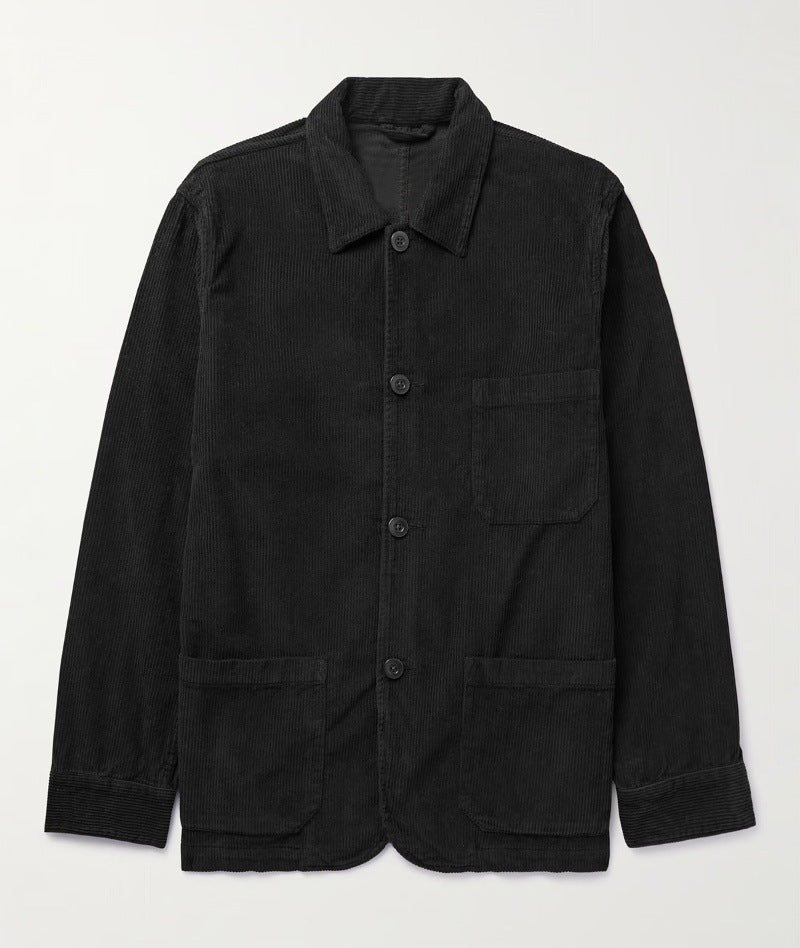 Herren Cord-Workerjacke mit Hemdkragen und aufgesetzten Taschen Nord Taschen