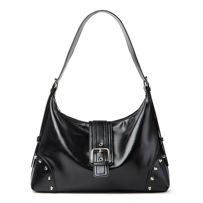 Damen Hobo-Tasche mit dekorativen Nieten und elegantem Klappenverschluss Nord Taschen