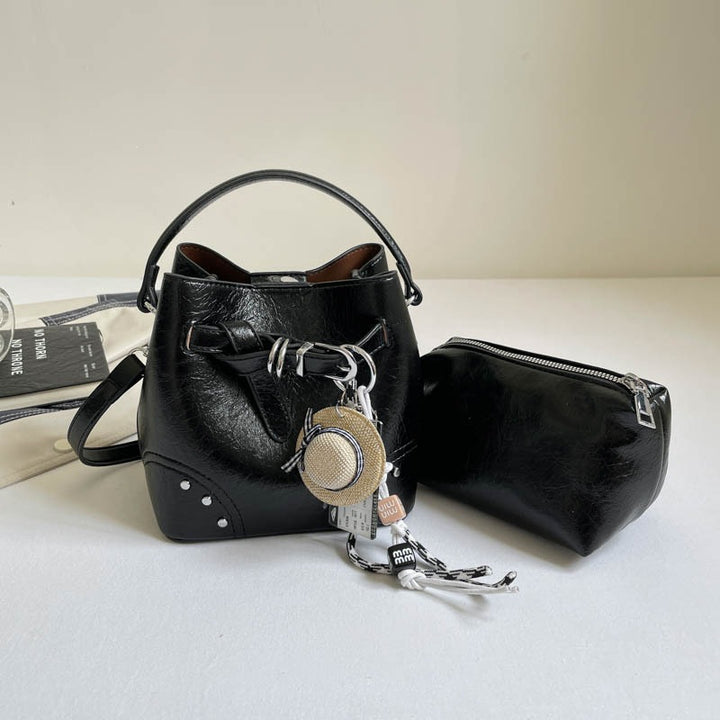 Damen stilvolle Mini-Beuteltasche mit abnehmbarem Kosmetiktäschchen Nord Taschen