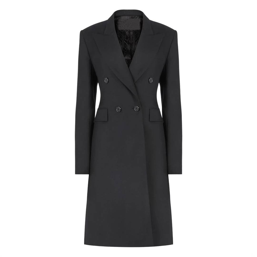 Damen Langblazer im minimalistischen Doppelreiher mit verstärkten Schultern Nord Taschen
