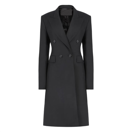Damen Langblazer im minimalistischen Doppelreiher mit verstärkten Schultern Nord Taschen