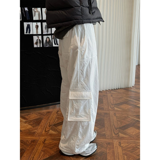 Damen Weite High‑Waist Cargo‑Palazzo‑Hose mit aufgesetzten Klappentaschen Nord Taschen