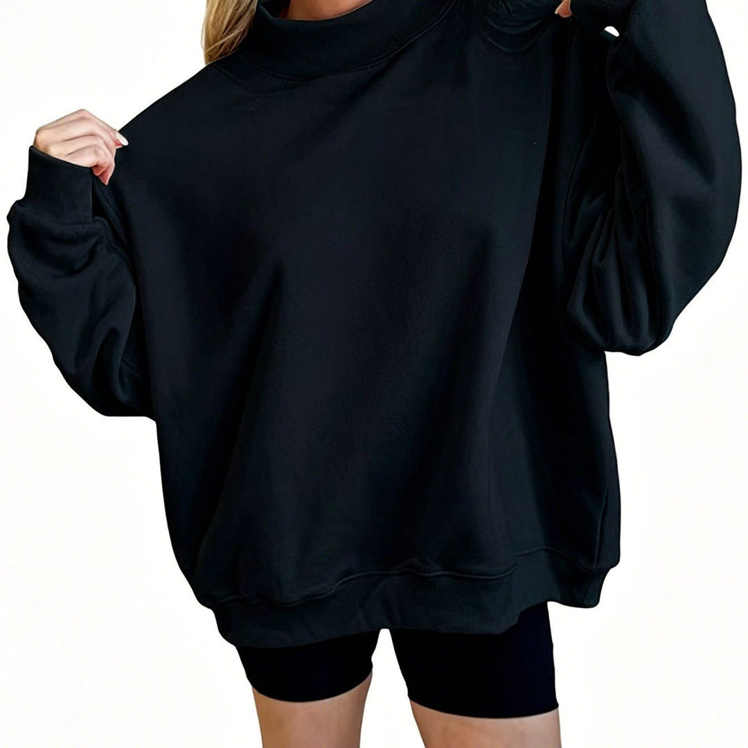 Damen Oversize Sweatshirt mit Stehkragen und Ballonärmeln Nord Taschen
