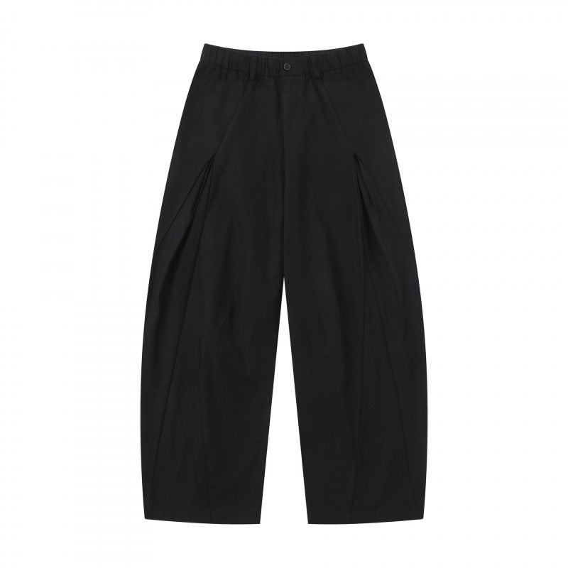 Damen Weite Culotte-Hose mit elastischem Bund, dekorativen Falten und geschwungenen Nahtdetails Nord Taschen
