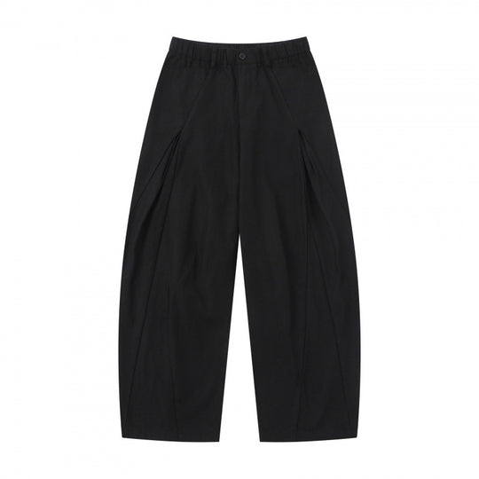 Damen Weite Culotte-Hose mit elastischem Bund, dekorativen Falten und geschwungenen Nahtdetails Nord Taschen