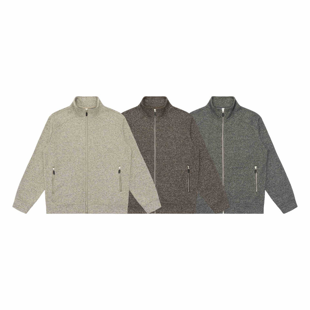 Damen Zipjacke aus meliertem Teddy-Fleece mit Stehkragen und Reißverschlusstaschen Nord Taschen