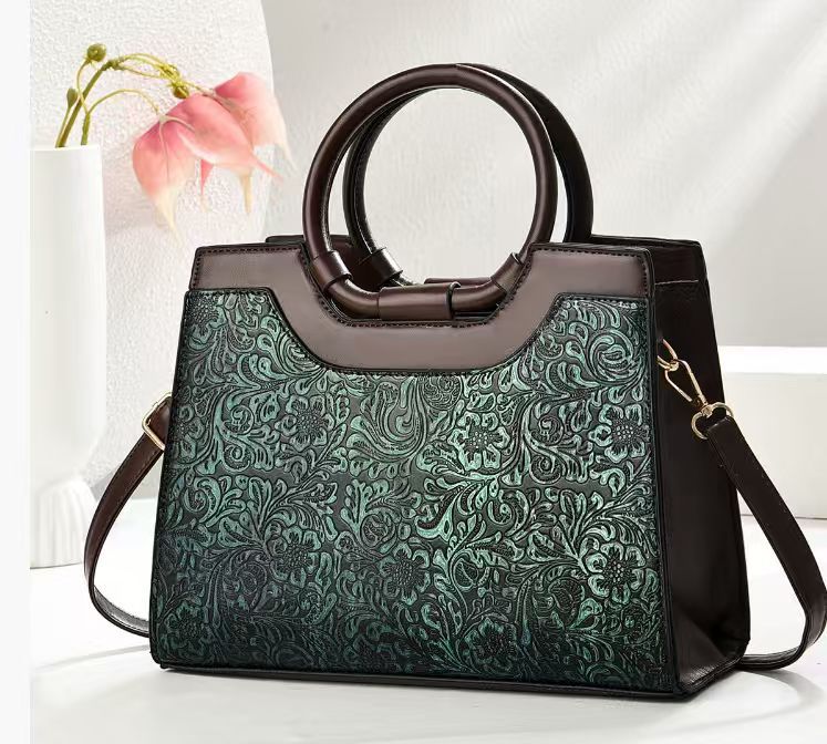 Damen elegante Strukturierte Handtasche mit floralen Mustern Nord Taschen