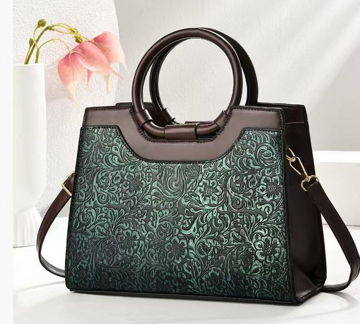 Damen elegante Strukturierte Handtasche mit floralen Mustern Nord Taschen