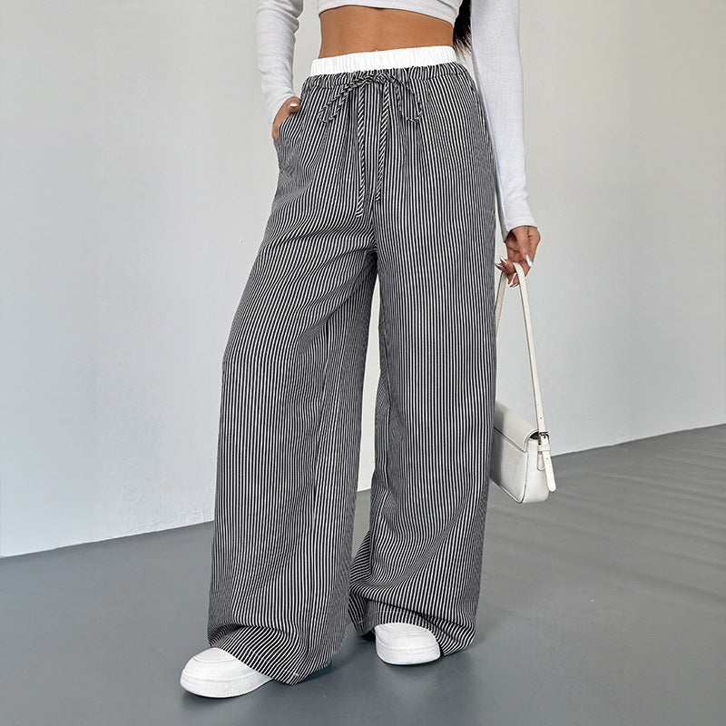 Damen Lässige und elegante Streifenhose Nord Taschen