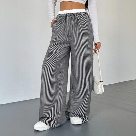Damen Lässige und elegante Streifenhose Nord Taschen