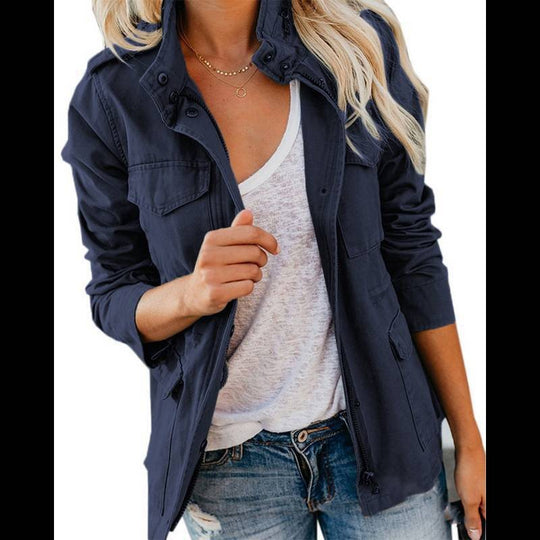 Damen Utility-Fieldjacke mit Stehkragen, aufgesetzten Taschen und Taillenzug Nord Taschen