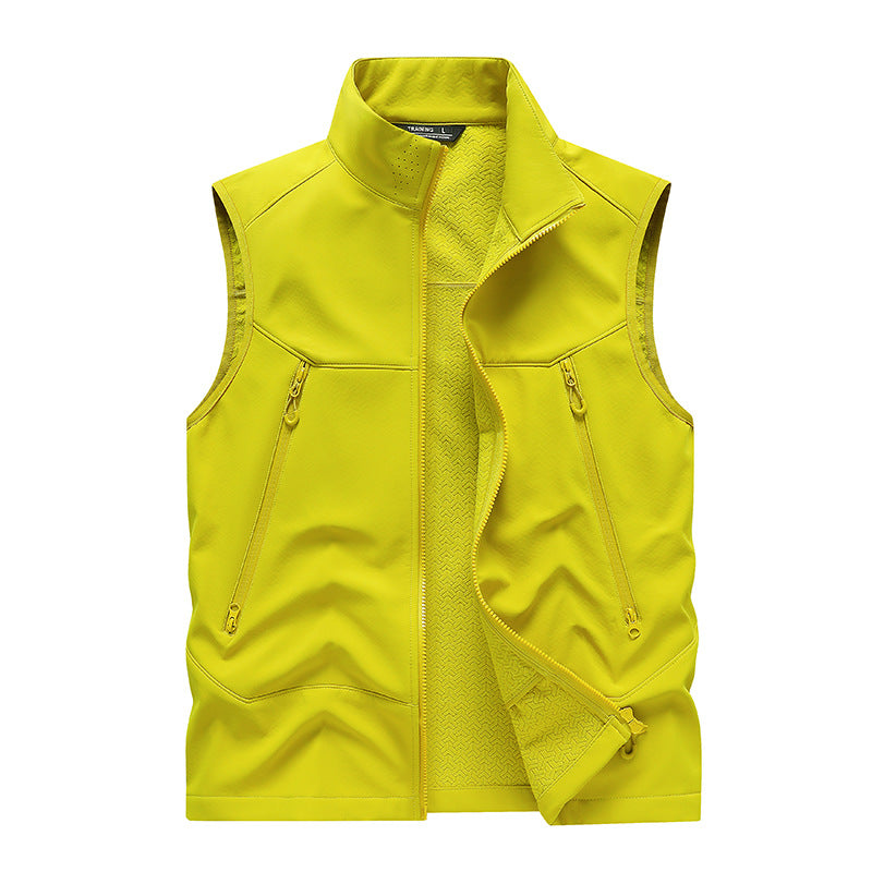 Herren Wasserabweisende Softshell-Weste mit Stehkragen, Reißverschlusstaschen & Atmungsaktivem Futter Nord Taschen