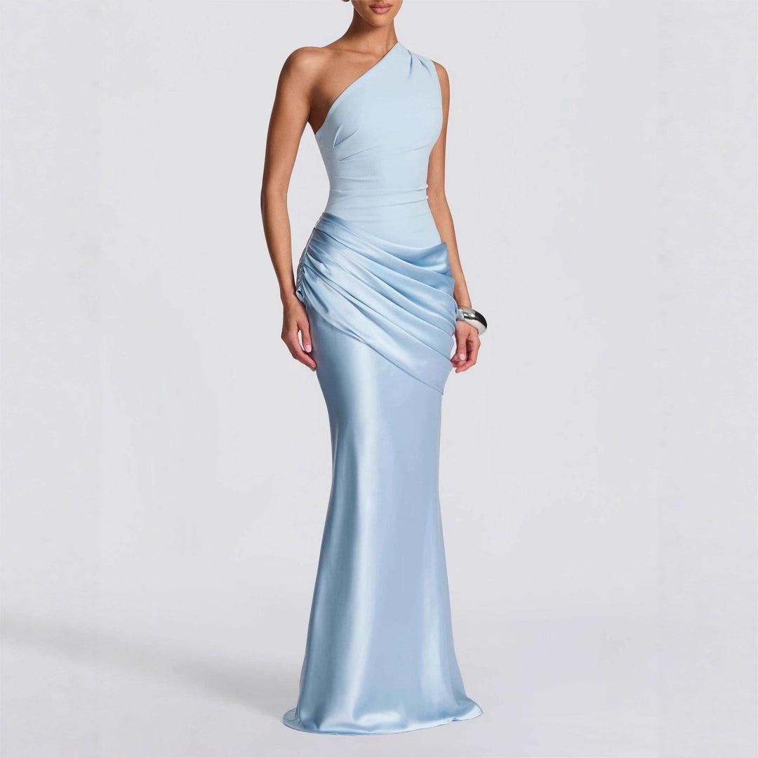 Damen Elegantes One-Shoulder Maxikleid mit raffinierten Drapierungsdetails