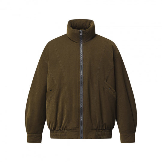 Herren Oversized Bomberjacke aus Veloursleder‑Optik mit hohem Stehkragen und elastischem Saum Nord Taschen