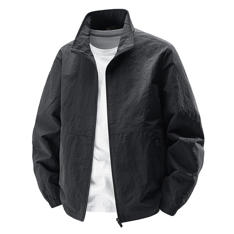 Herren Ultraleichte winddichte Freizeitblousonjacke mit Stehkragen und Reißverschlusstaschen Nord Taschen