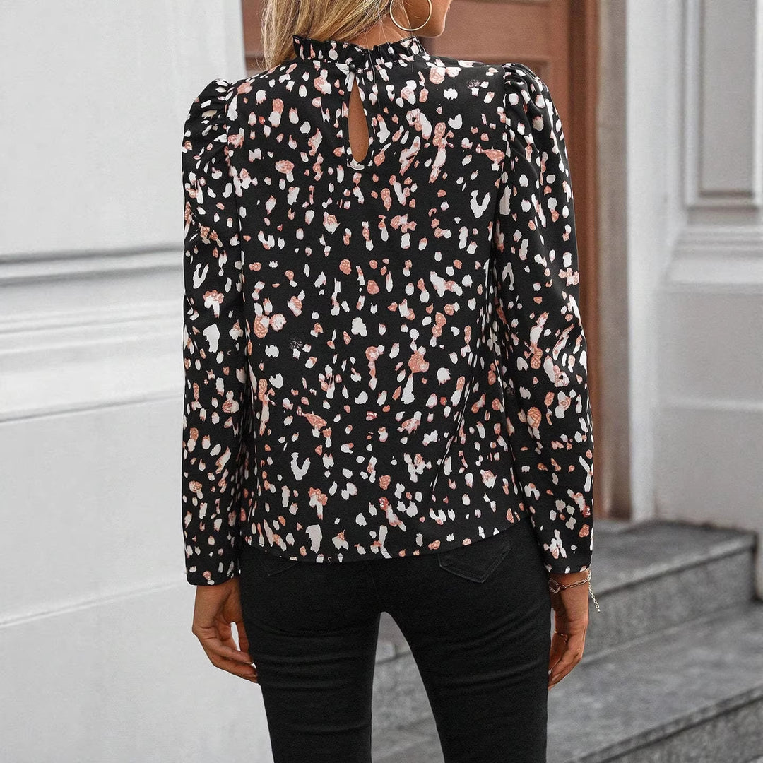 Damen Elegantes Blusenshirt mit Rüschendetails und Leopardenmuster Nord Taschen