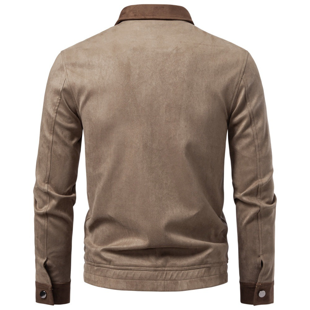 Herren Velourslederjacke im Field-Stil mit Cordkragen und aufgesetzten Taschen Nord Taschen