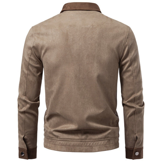 Herren Velourslederjacke im Field-Stil mit Cordkragen und aufgesetzten Taschen Nord Taschen