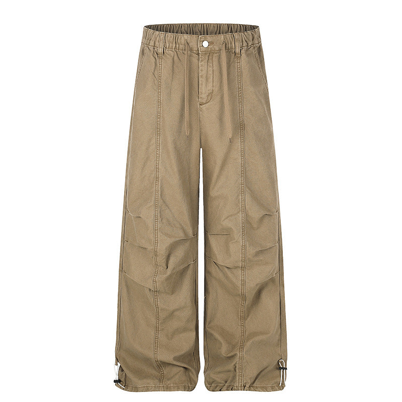 Damen Weite Canvas-Cargo-Palazzo-Hose mit elastischem Komfortbund und verstellbarem Saum Nord Taschen