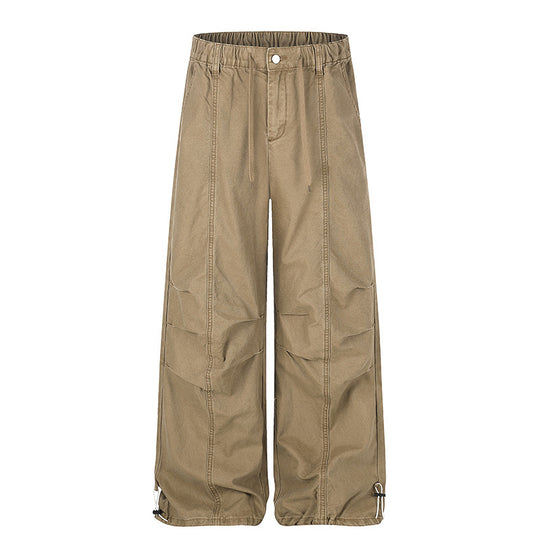 Damen Weite Canvas-Cargo-Palazzo-Hose mit elastischem Komfortbund und verstellbarem Saum Nord Taschen