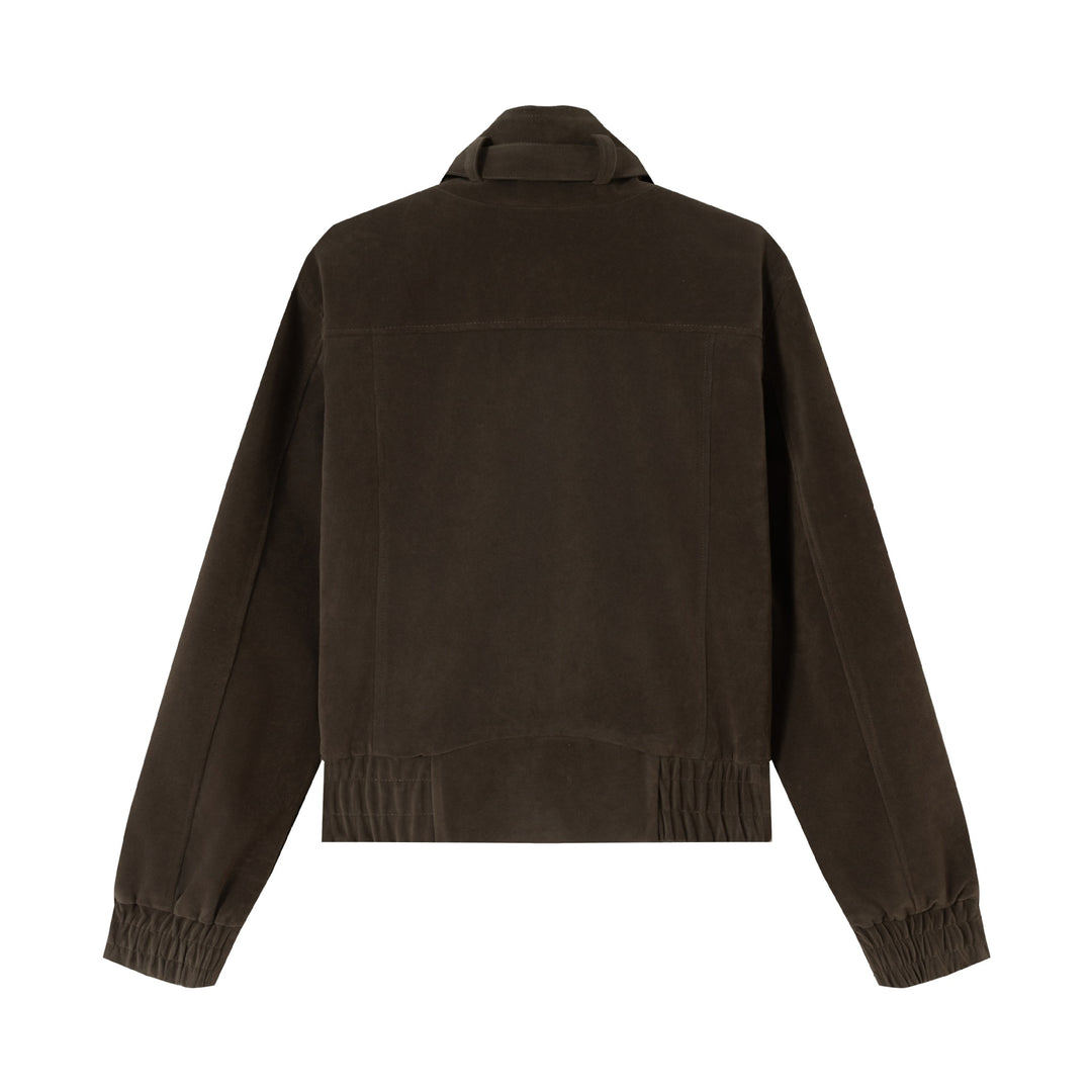 Herren Kurzblouson aus Veloursoptik mit Funnelkragen, Cargo‑Pattentaschen und Zierkreuz-Applikation Nord Taschen