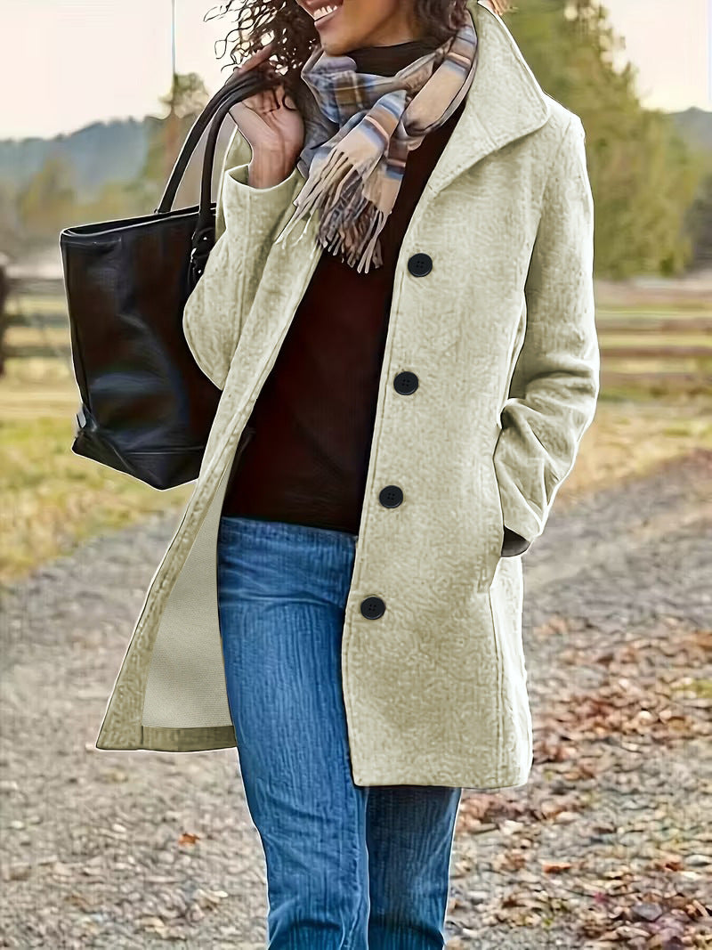 Damen wollähnlicher Teddy-Kurzmantel mit Stehkragen und seitlichen Eingrifftaschen Nord Taschen