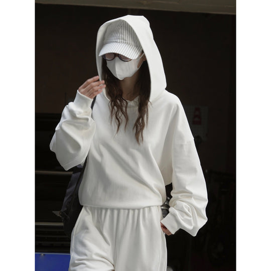 Damen Oversize-Kapuzenpullover mit rundem Rücken‑Cutout und Tunnelzug Nord Taschen