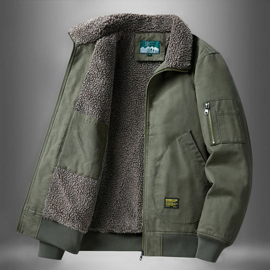 Men's  sherpa-lined canvas flight jacket with ribbed trims and interior stash pockets Nord Taschen