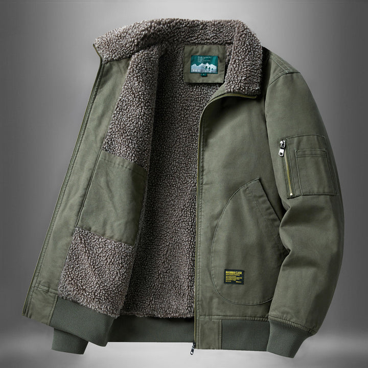 Men's  sherpa-lined canvas flight jacket with ribbed trims and interior stash pockets Nord Taschen