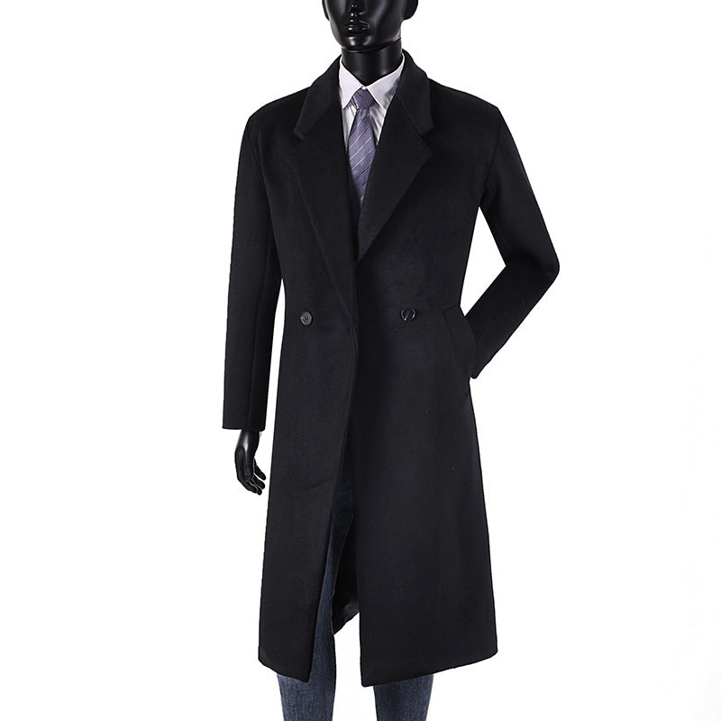 Herren Moderner Longcoat aus Wollmix mit schmalem Revers, leichter Taillierung und seitlichen Eingrifftaschen Nord Taschen
