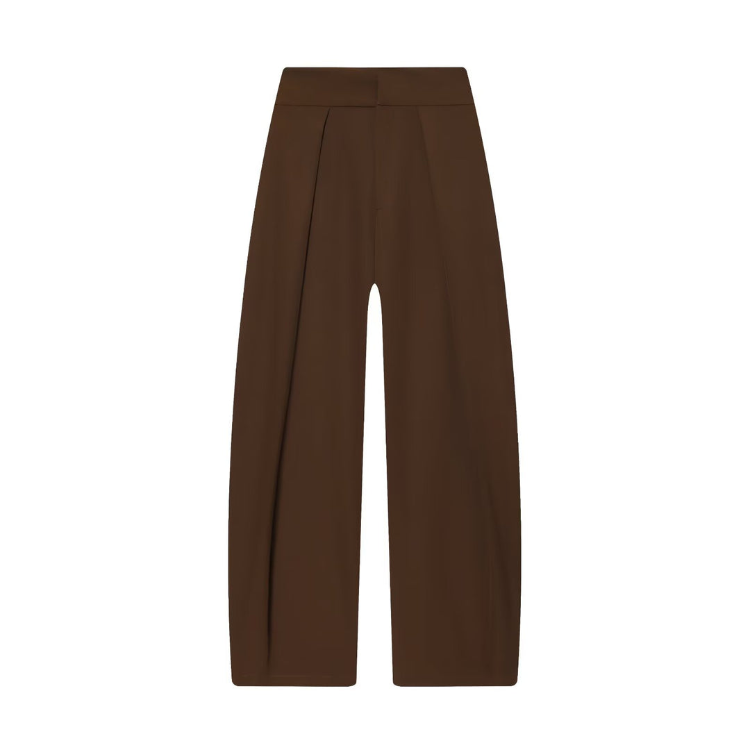 Damen Weite Highwaist-Hose mit Frontfalten und fließender Palazzo-Silhouette Nord Taschen