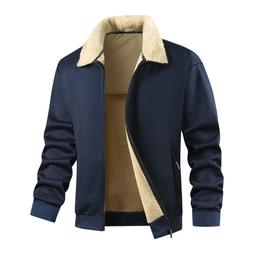 Herren Wattierte Teddyfleece-Bomberjacke mit Stehkragen & durchgehendem Reißverschluss Nord Taschen