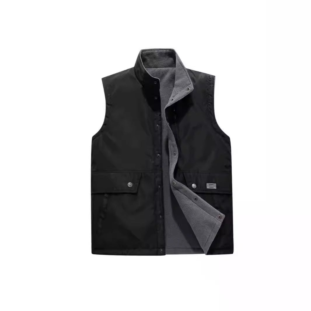 Herren Gefütterte Utility-Weste mit Fleece-Innenlage, Druckknopf‑ und Reißverschluss Nord Taschen