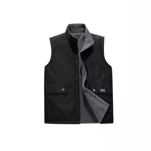 Herren Gefütterte Utility-Weste mit Fleece-Innenlage, Druckknopf‑ und Reißverschluss Nord Taschen