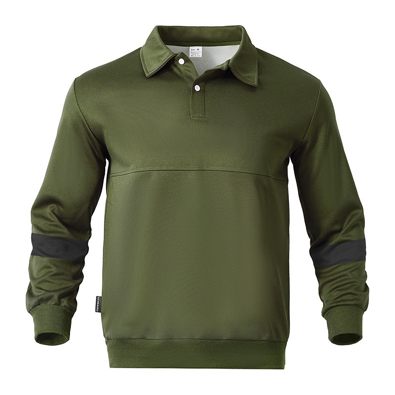 Herren Relaxed Polo-Sweatshirt mit Druckknopf-Blende und Kontrastarmdetails Nord Taschen