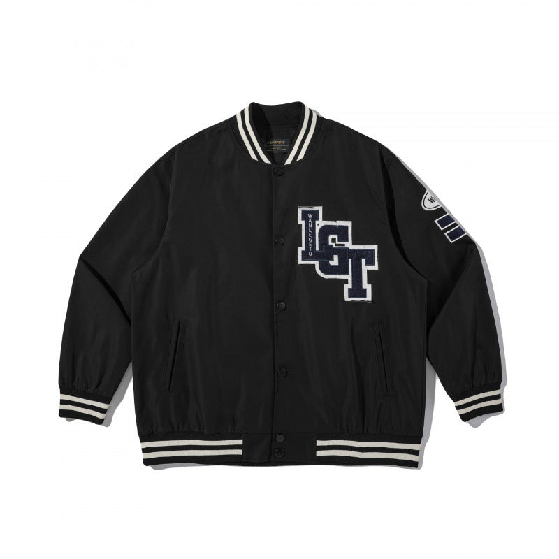 Unisex College-Bomberjacke mit gestepptem Patch, gestreiften Rippsäumen und Druckknopfleiste Nord Taschen